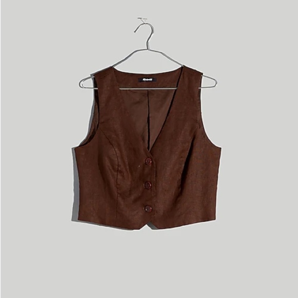 Madewell 100% Linen Katrina Crop Vest Top